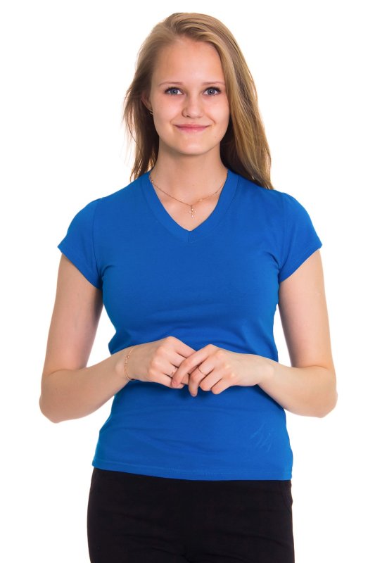 Голубая футболка женская