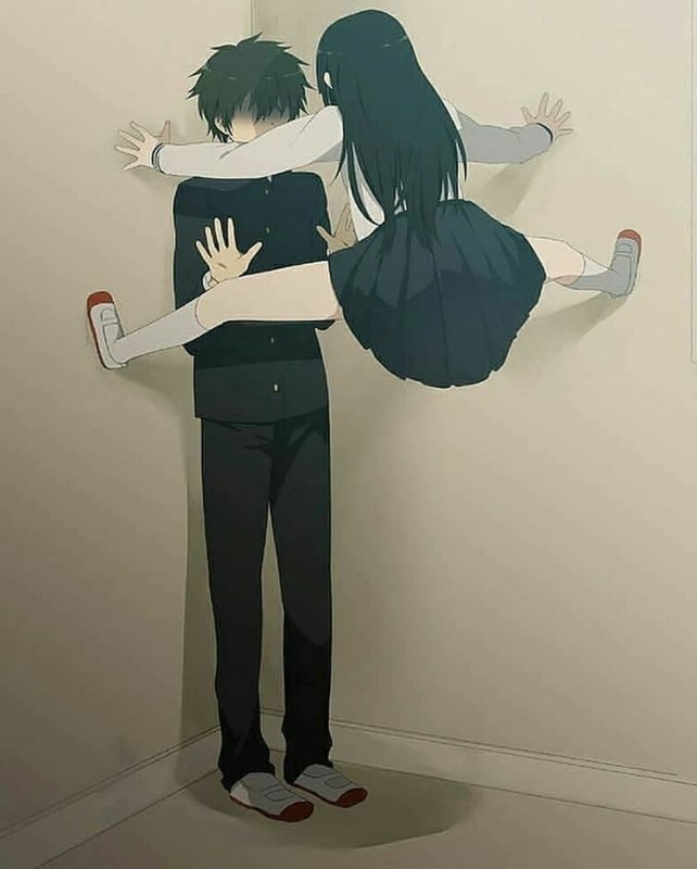 Аниме девушку прижали к стене