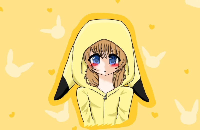 Аниме девушка в желтой толстовке
