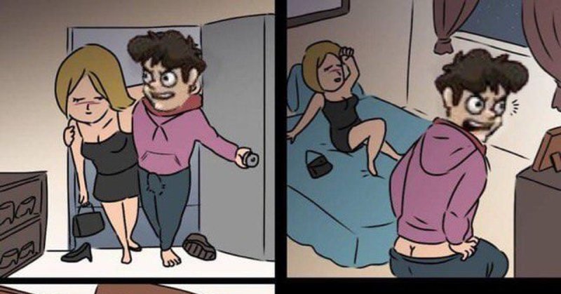 Мем парень с девушкой заходят в комнату