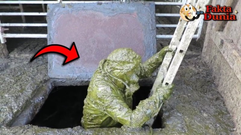 Водолаз ныряет в канализацию