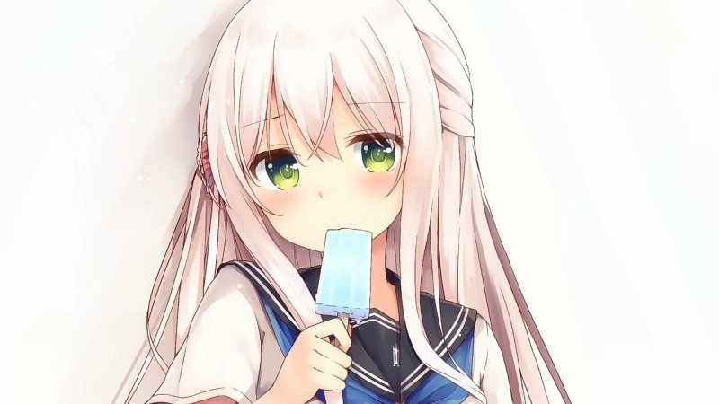 Аниме девушка ест мороженое