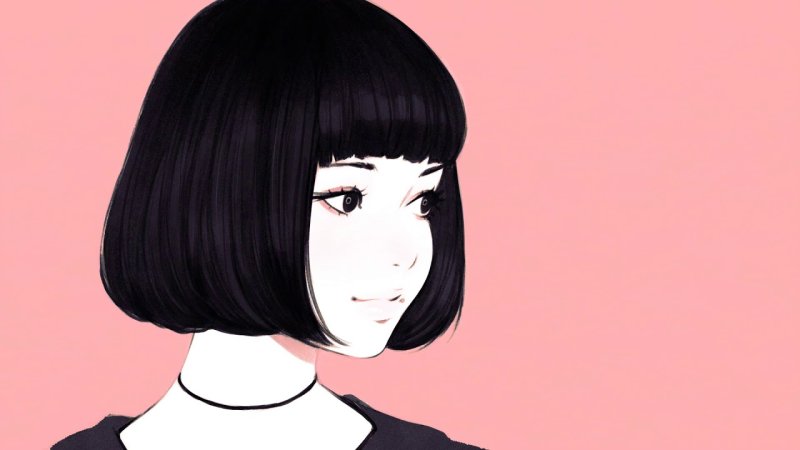 Девушка с каре рисунок