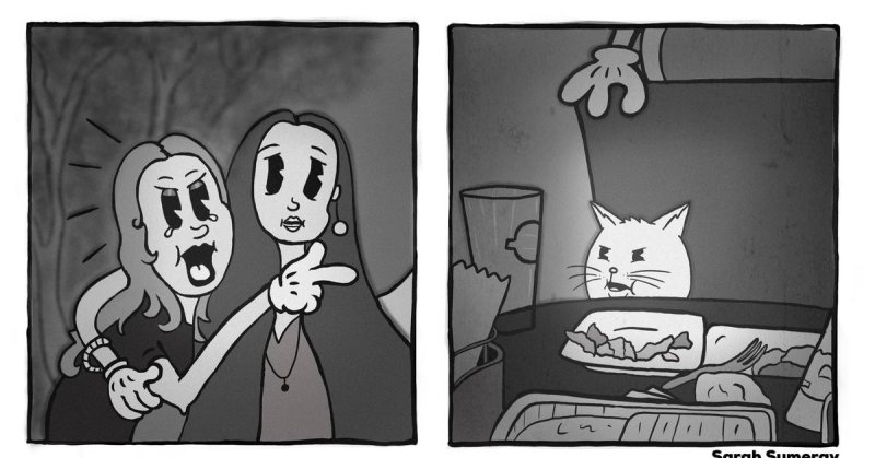 Мем кот и две девушки обои