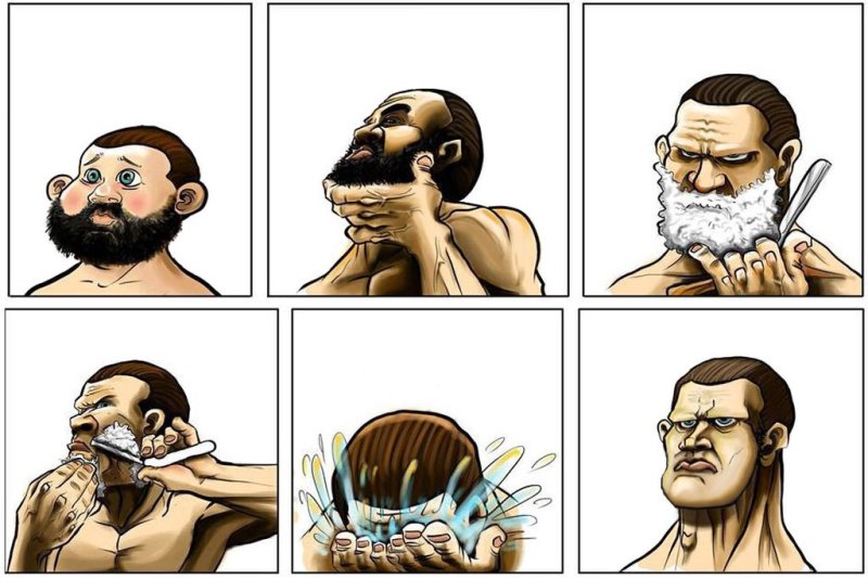 Мнэем с бородатным мужиком