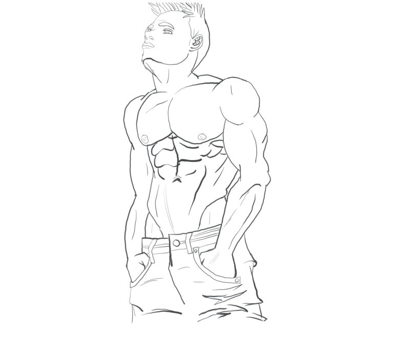 Рисунок накаченного мужчины карандашом