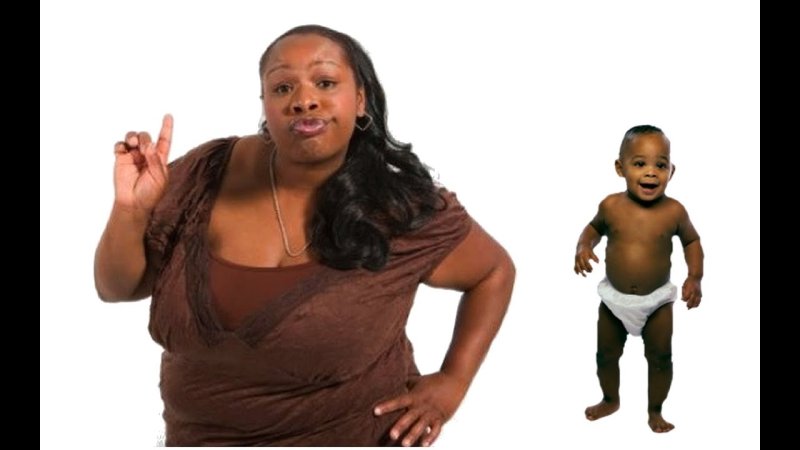 Черная женщина с пальцем