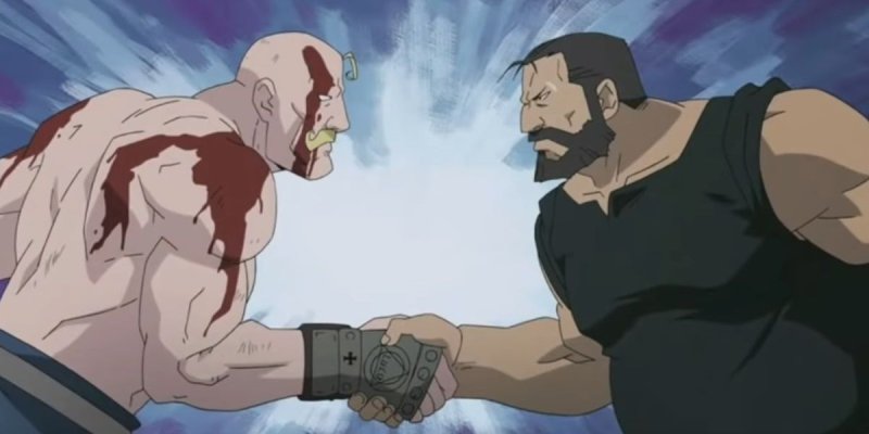 Два качка пожимают руки