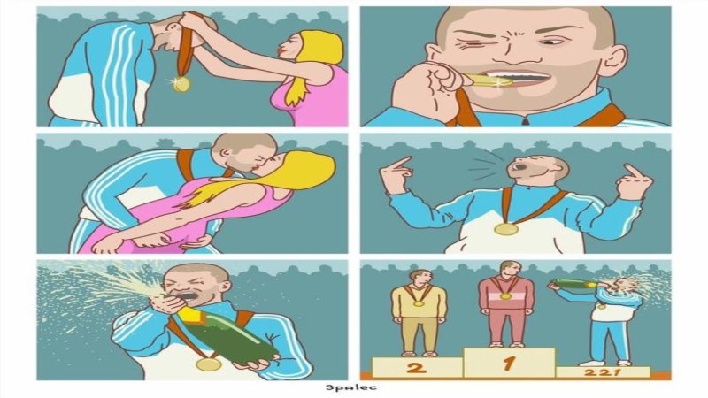 Мужик радуется третьему месту Мем