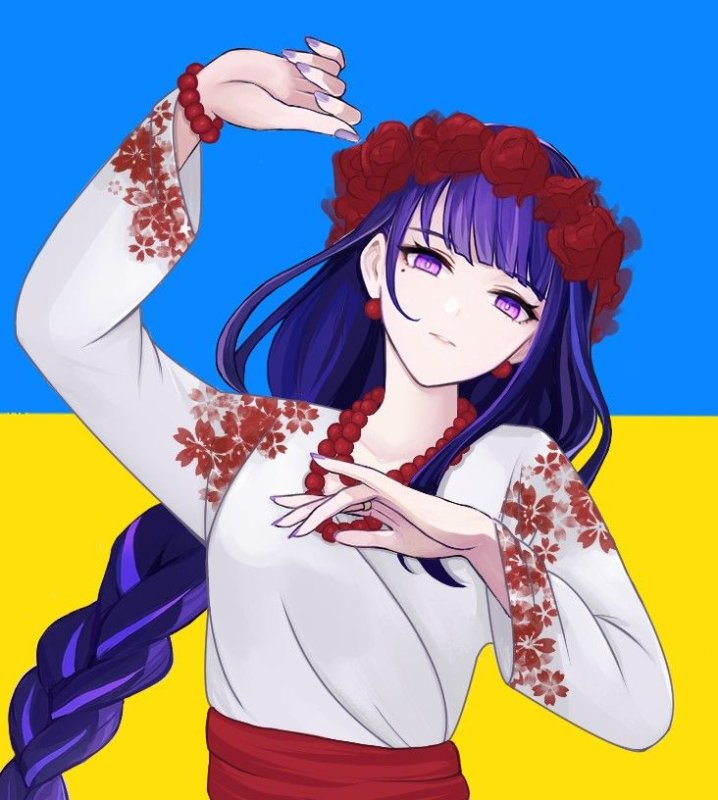 Аниме на фоне флага Украины