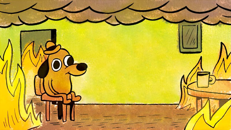 Мем собака в горящем доме