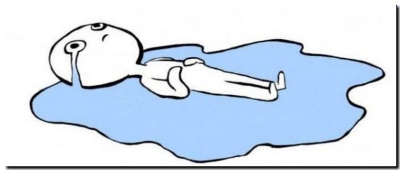 Человечек лежит в слезах