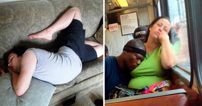 Уснул в смешной позе