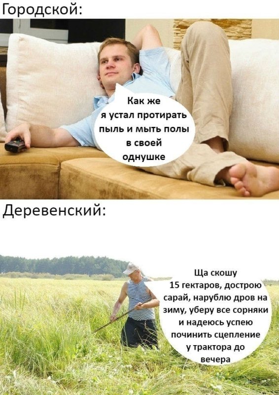 Мемы про городских и деревенских