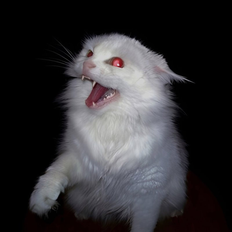 Белая кошка с красными глазами