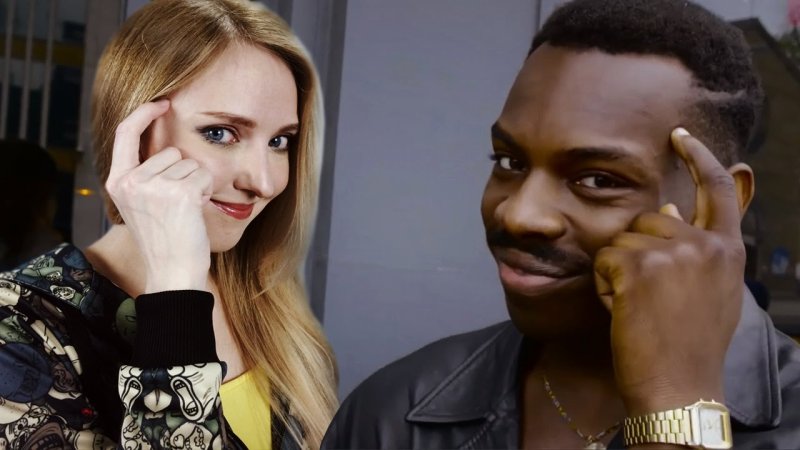 Негр с пальцем у Виска