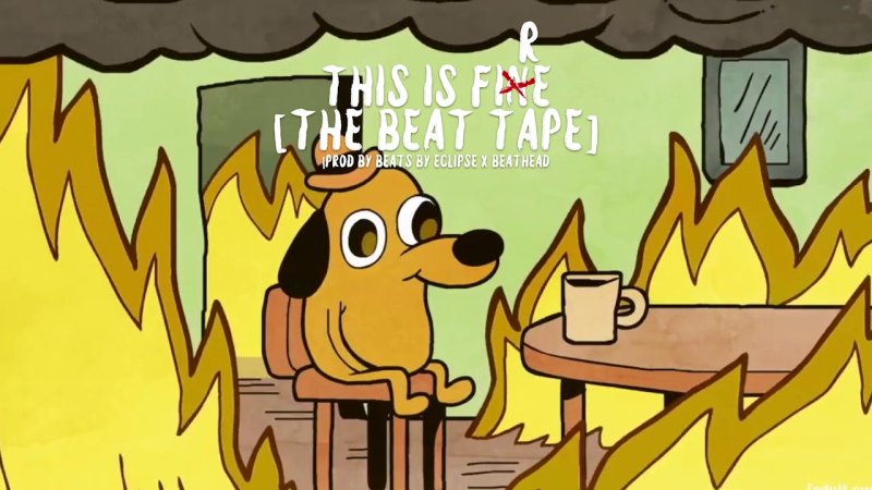 Собака сидит в горящем доме