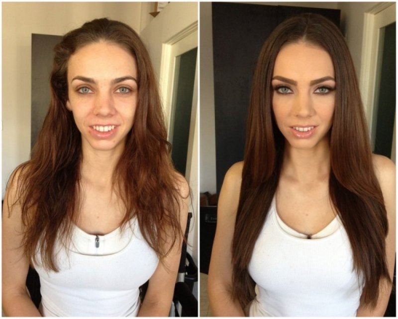 Макияж до и после