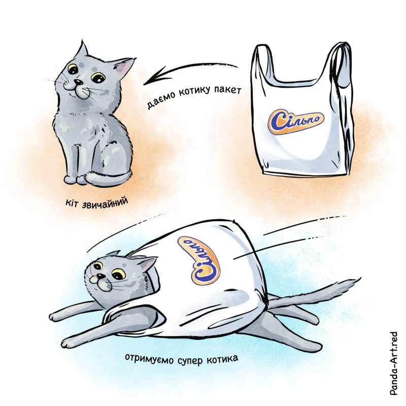 Пакет с рисунком котиков