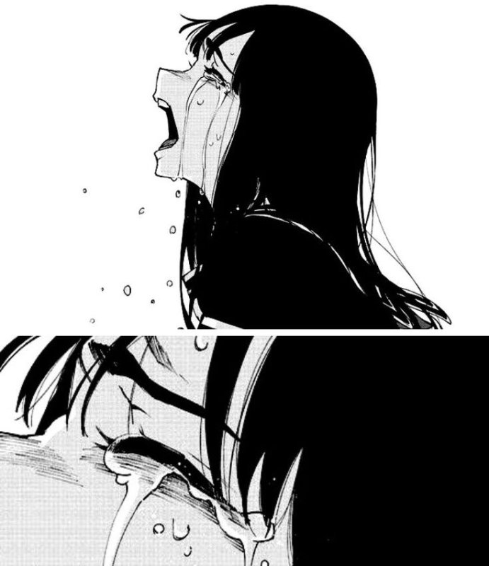 Аниме черно белое слезы