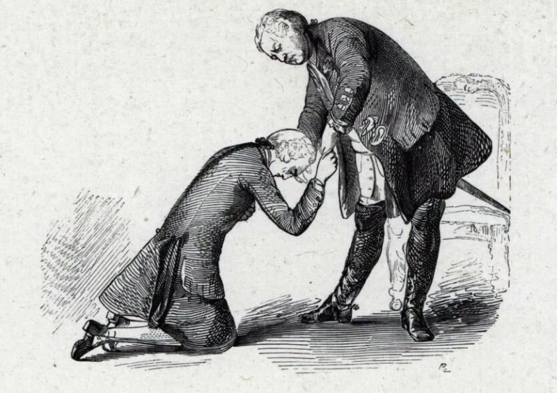 Раб просит на коленях