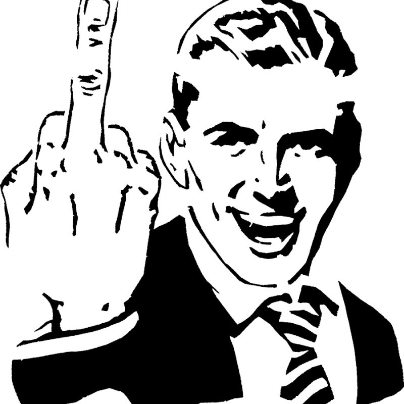 Человек показывает фак