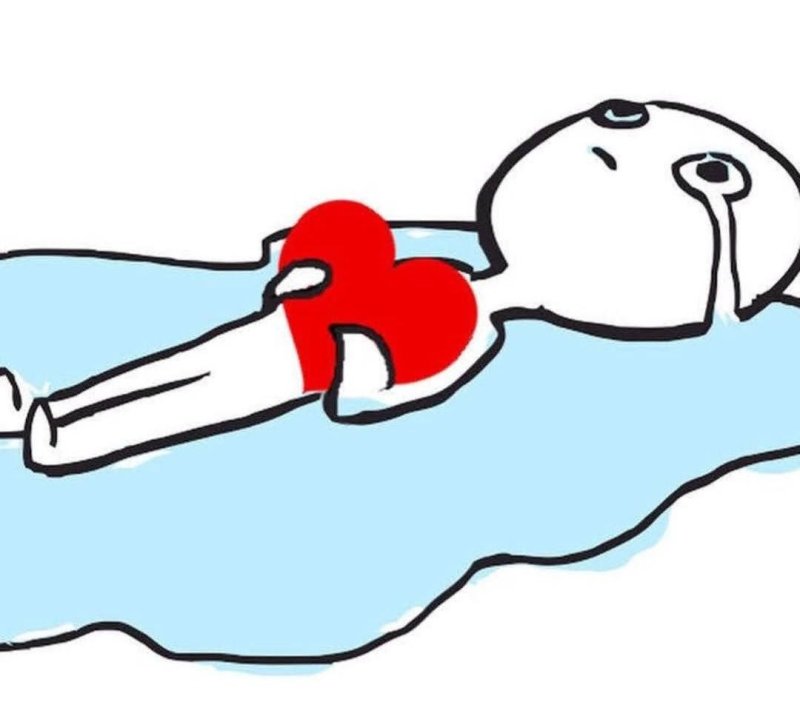 Человечек лежит в слезах